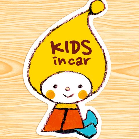 KIDS IN CAR マグネットステッカー(黄色い帽子のエルフちゃん）