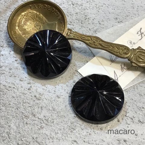 【2粒✴︎26mm】ヴィンテージ　アクリルパーツ ✴︎カボション《ブラック》