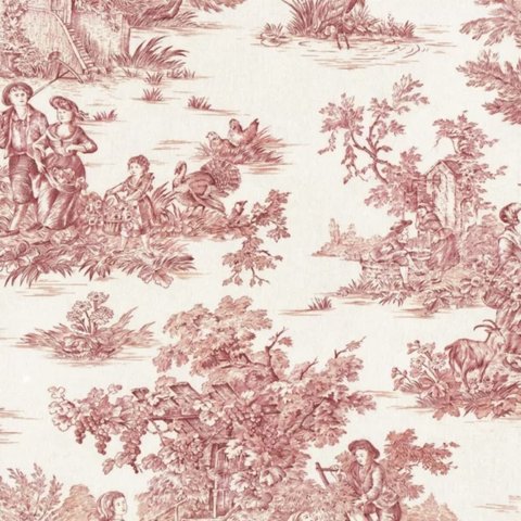 トワルドジュイ toile de jouy 素朴な生活 レッド 赤 ダブル幅280cm