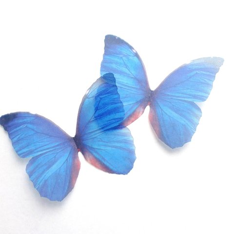 ちょうちょのパーツ 6cm   オーガンジー・シフォン 素材 蝶々 青い蝶 モルフォ ブルー 8