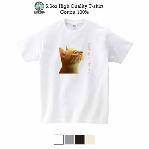 送料無料☆【Tシャツ】天を仰ぐ猫　5.6oz Cotton:100%