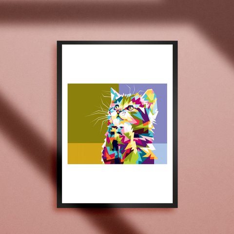 動物★アート★猫★ネコ★CAT★キャット★猫カフェ★グラフィックアート ④★colorful cat★A4アートポスター