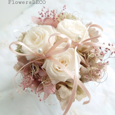 miniバラ&紫陽花のリングピロー【mini size】ペールピンク