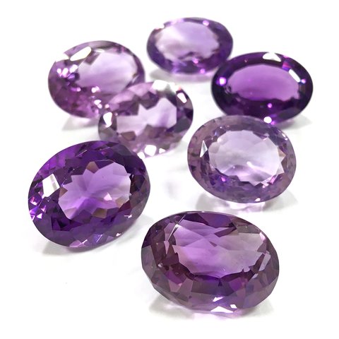 アメジスト 紫水晶★中～大 サイズ オーバル ルース 7個★m3606
