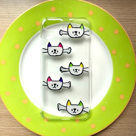 iPhoneケース フライングねこねこちゃんちゃん