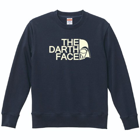 【送料無料】【新品】【抜染】THE DARTH FACE ダースフェイス 抜染 スウェット トレーナー パロディ おもしろ ネイビー 紺 メンズ サイズ プレゼント