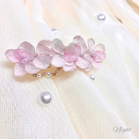 雨粒の紫陽花ヘアクリップ【ライトピンク】