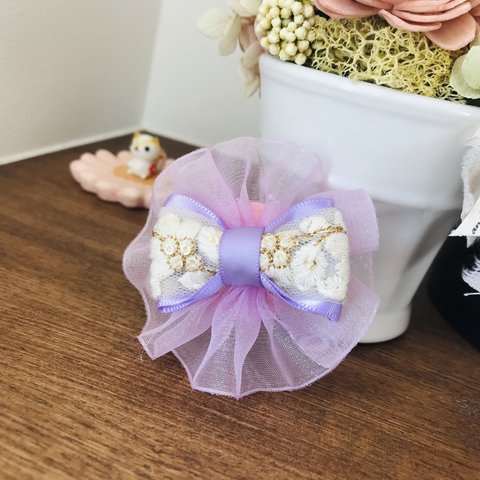 インド刺繍リボン☆キッズ　リボンヘアゴム