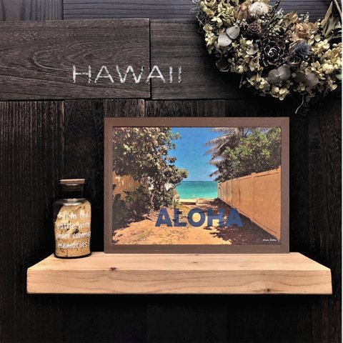 【送料無料】南国の風景☆HAWAII No.572 　　　　         フレーム付    A4サイズ