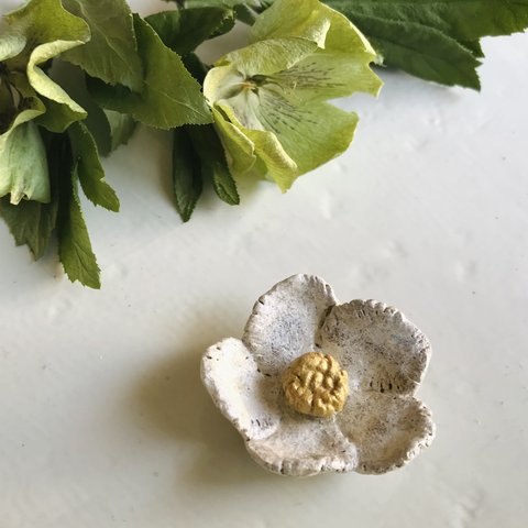 陶器　「沙羅の花」選べる　ヘアゴム　ポニーフック ブローチ