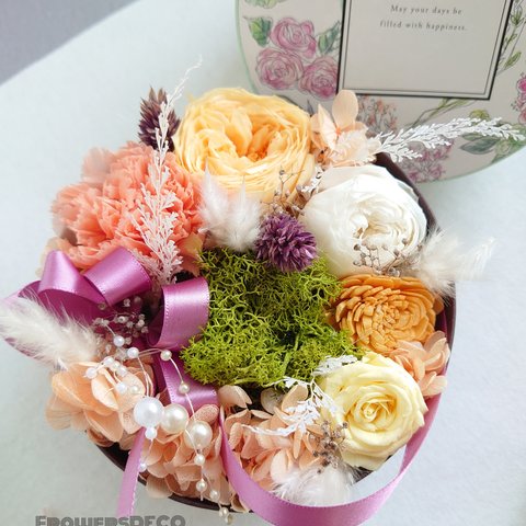 Elegant Flowers Box【Box Wreath】橙色