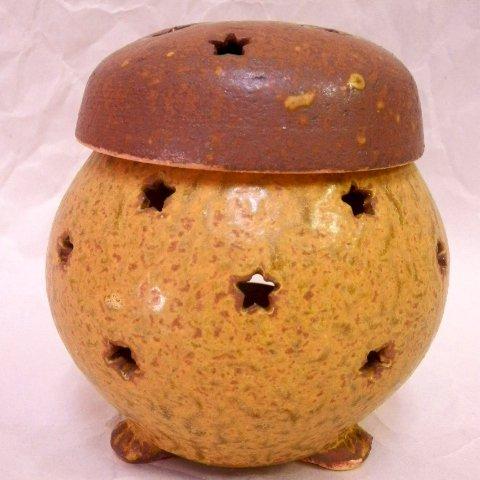 【立青窯】陶器製　茶香炉　黄瀬戸