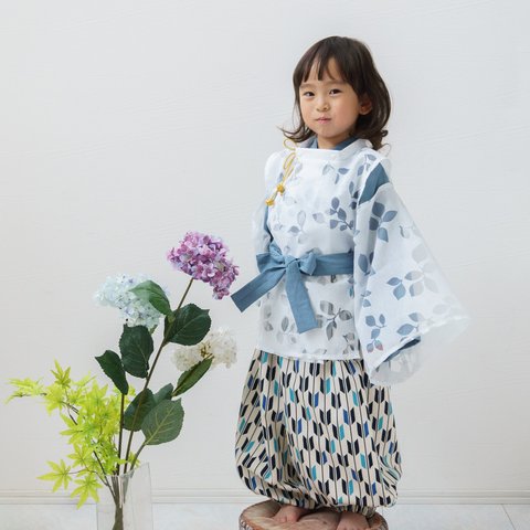 紫陽花と宵の蛍。羽衣の水干セットアップ / ペンギンのおしり 男の子 フォーマル こどもの日 子供服 七五三 90cm〜130cm