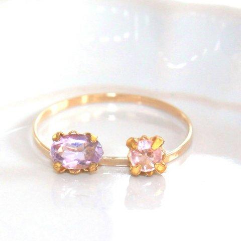 k18-haru no hana - Pink Spinel & Amethyst Ring