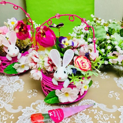 春爛漫🌸ウサギちゃんバスケット🐰💐💕