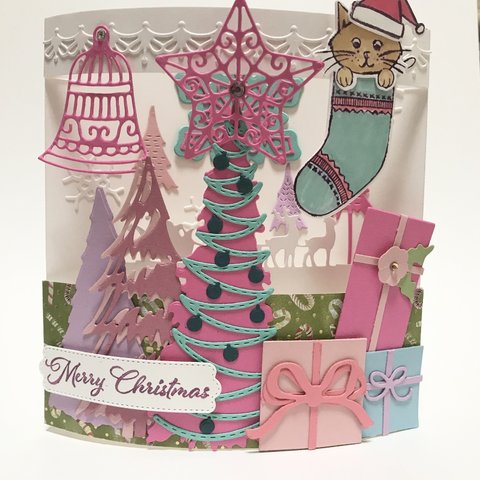 飾れる クリスマス 立体カード 🎄  トナカイ サンタクロース クリスマスツリー くつした プレゼント ornament オーナメント  stampinup  スタンピンアップ ポップアップ 
