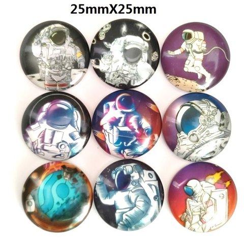 1個 宇宙飛行士 25mm ガラスカボション アクセサリーパーツ 手芸材料