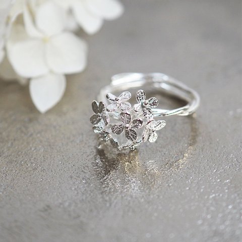  紫陽花のリング(silver)※フリーサイズ