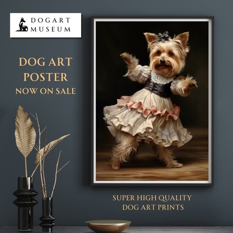 【ファッションショー - ヨークシャーテリア犬 No.1】A2アートポスター 犬の絵 犬の絵画 犬のイラスト