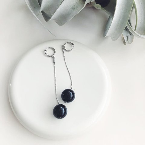 noir 03 イヤリング  ピアス  ノンホールピアス ハンドメイド アクセサリー ファッション  handmade simple シンプル  ナチュラル シルバー  ブラック