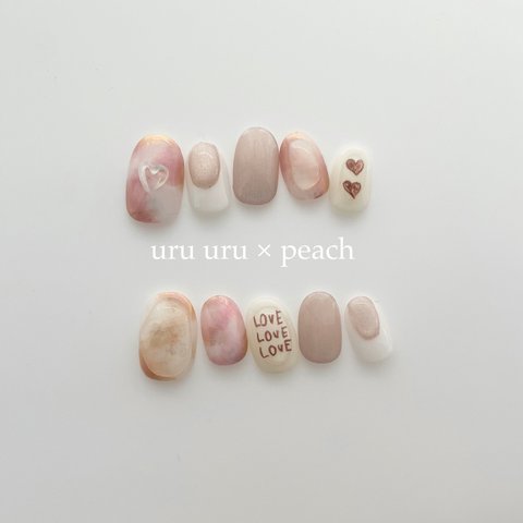 再販! #13 文字変更自由【 size order 】 nail tip - uru uru magnet heart clear 落書きネイル