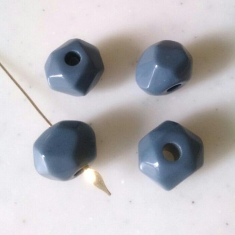 Vintage Grey Faceted Nugget Beads