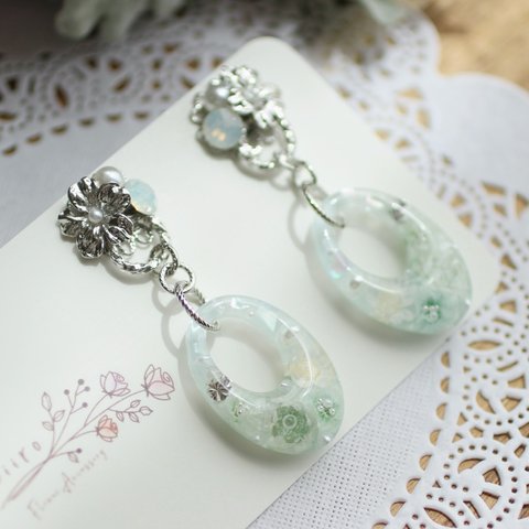 flowerring_pierce＊ palegreen_ペールグリーン ＊ aiiro