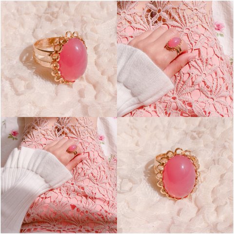 vintage pink opal ring