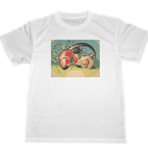 葛飾北斎　ドライ　Tシャツ　名画　絵画　浮世絵　アート　グッズ　HOKUSAI　UKIYOE　露草に鶏と雛