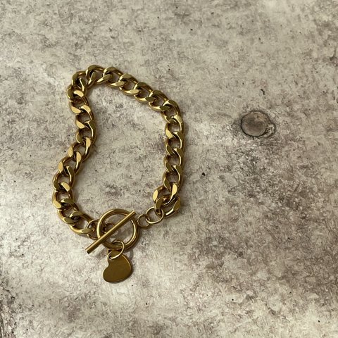 《ステンレス》チェーンブレスレットHeart charm / gold