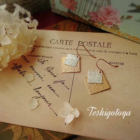 square plate pierce/earring