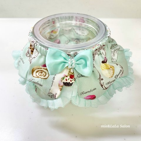 ペット用スイーツフリルシュシュ首輪🧁🎀ブルー🩵犬 猫 うさぎ