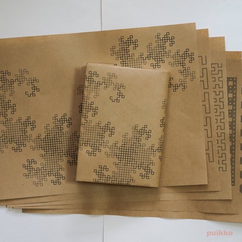 紙製ブックカバー　フラクタル図形（5枚セット）