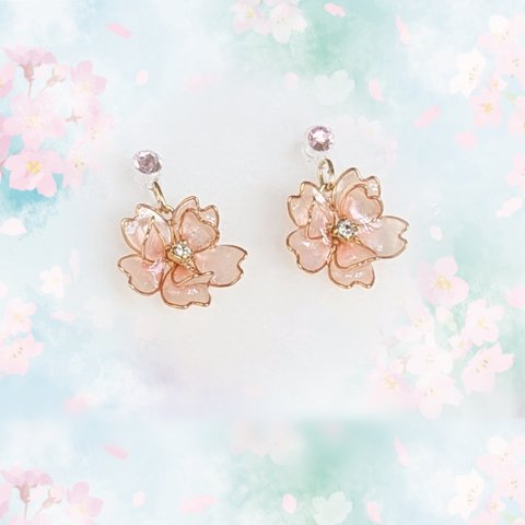 【送料無料】八重桜❀❀ノンホールピアス