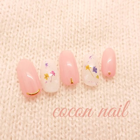 ピンクフラワーネイル🌸