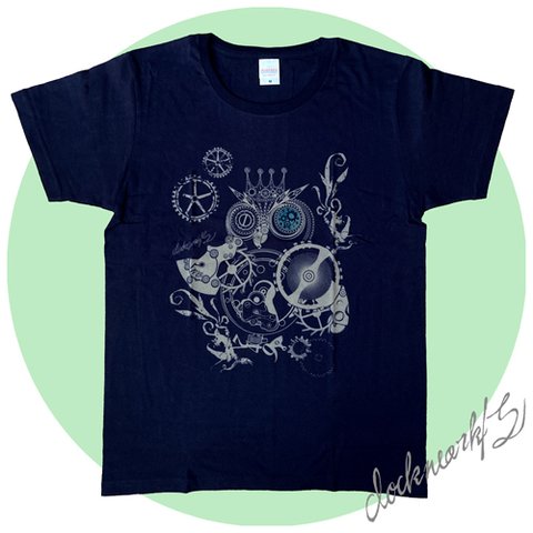 【歯車×アニマル】owl/S(ネイビー)【Tシャツ】