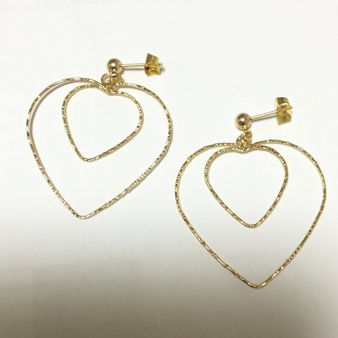 ダブルハートピアス