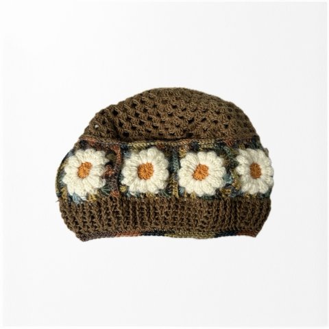 お花モチーフブラウンベレー帽🍂(055)