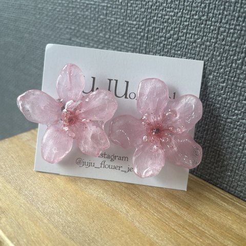 プリザーブドフラワー　桜　ピアス