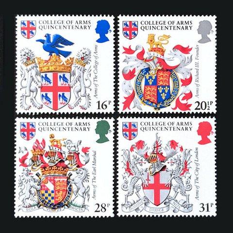 紋章 イギリス 1984年 外国切手4種 未使用【紋章切手 素材】