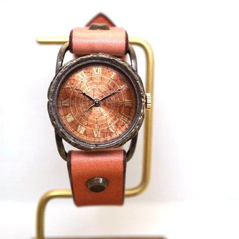 クラック ワールド ローマ 　Ｓサイズ　真鍮 ピンク　手作り腕時計