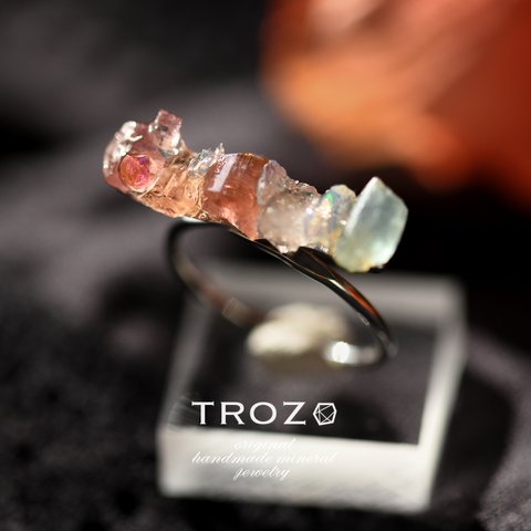 【002 Poppy Collection】 Integration Ring インペリアルトパーズ × オパール × トルマリン × スピネル × アクアマリン × 水晶 鉱物原石 リング 指輪 天