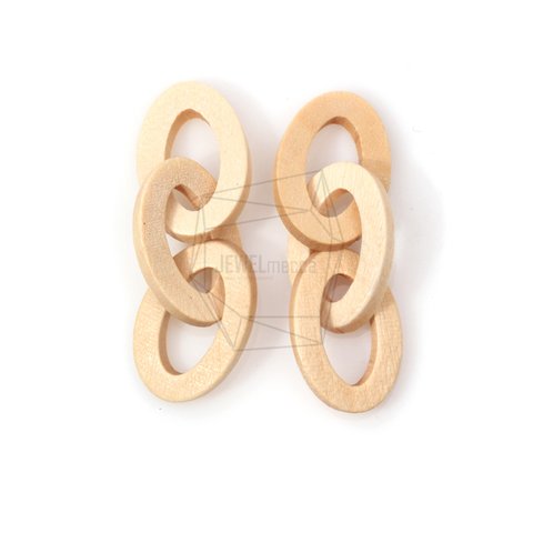 BSC-324-G【2個入り】ウッドリンクサークルペンダント,Wooden linked circles pendant