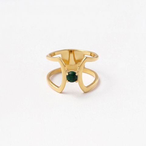 celosia ring / gold / malachite