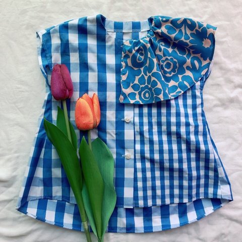 SALE!! scarf collar tunic blouse(flower)