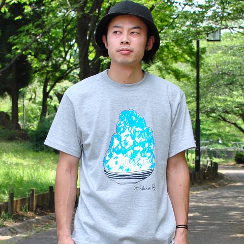 かき氷 メンズTシャツ S M L XL BlueHawaii Gray