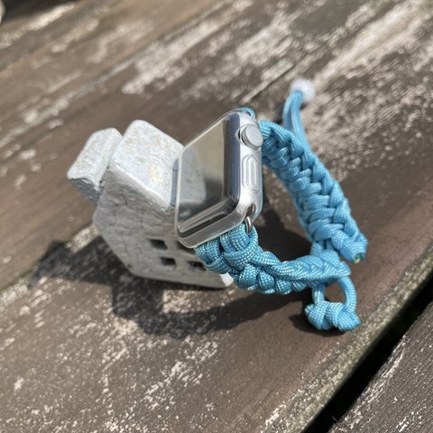 Apple Watch バンド カロライナブルー(サイズオーダー) パラコード Intertwined Half Hitch Paracord 38/40/41/42/44/45mm