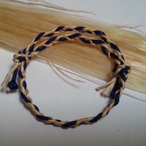 聖なる紐（光る清麻と正絹で結ぶ聖紐：藍色）