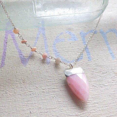 Horn Gem Necklace 10月誕生石 'Pink Opal' *14kgf*