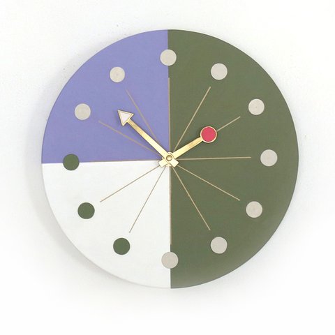送料無料　MUU CLOCK  TRICOLO 特別色(Mossgreen-Violet) おしゃれなデザインの時計　インテリア　壁掛け時計